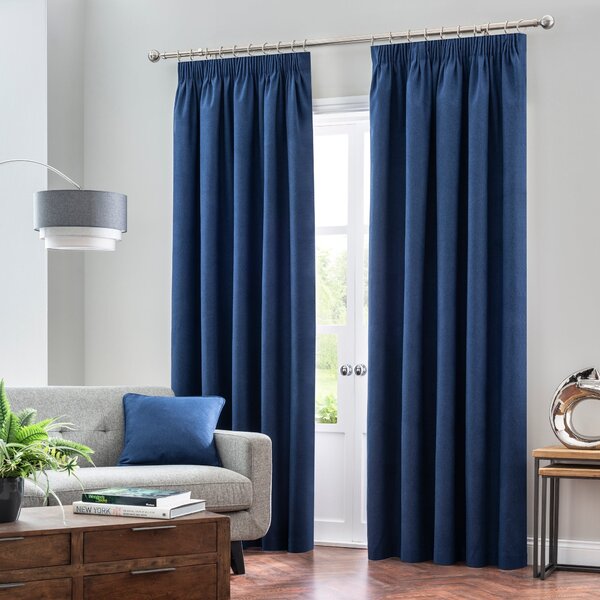 Luna Brushed Blackout Pencil Pleat Curtains