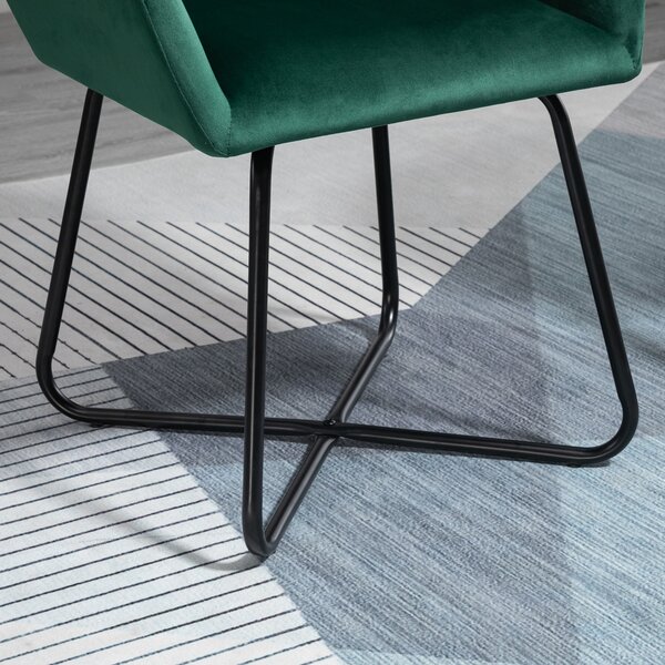 HOMCOM Velvet Armchair Duo: Luxurious Lounge Seating with Metal Base, Emerald Green Aosom UK