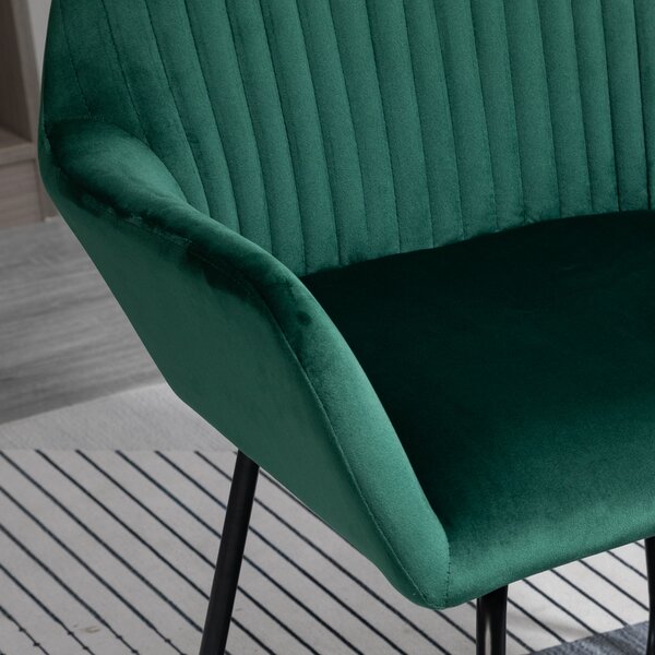 HOMCOM Velvet Armchair Duo: Luxurious Lounge Seating with Metal Base, Emerald Green Aosom UK