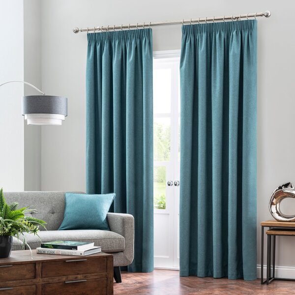 Luna Brushed Blackout Pencil Pleat Curtains