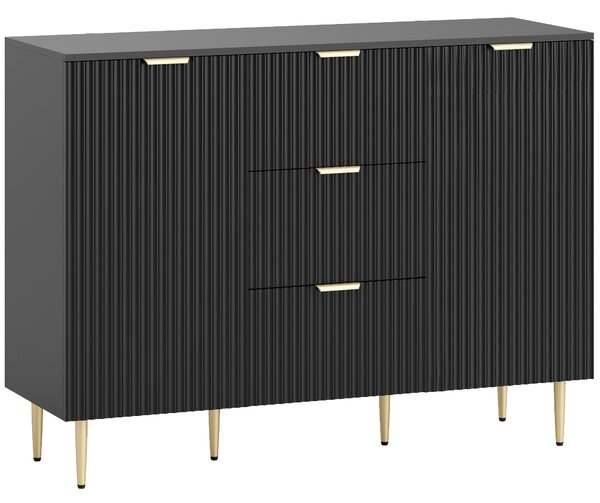 HOMCOM 2-Door Sideboard with 3 Drawers and Adjustable Shelves - Black