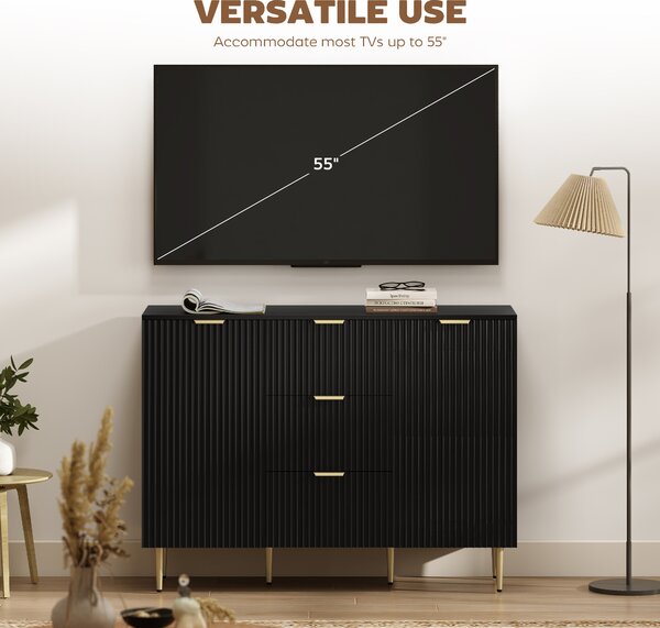 HOMCOM 2-Door Sideboard with 3 Drawers and Adjustable Shelves - Black