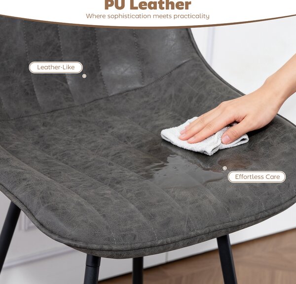 HOMCOM Set of 2 PU Leather Swivel Bar Stools - Grey