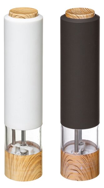 Set of 2 Electronic Salt & Pepper Mills Black and white