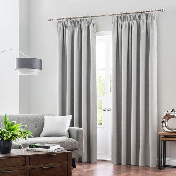 Luna Brushed Blackout Pencil Pleat Curtains