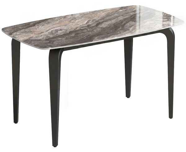 HOMCOM Dining Table for 4, Modern Kitchen Table with Sintered Stone Tabletop, Metal Legs, Brown