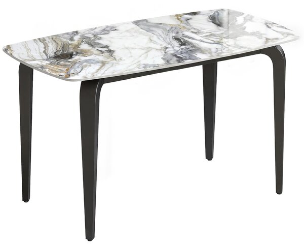 HOMCOM Dining Table for 4, Modern Kitchen Table with Sintered Stone Tabletop, Metal Legs, White