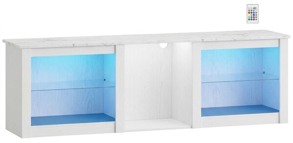 HOMCOM 70" TV Stand, with LED Lights and Storage - White