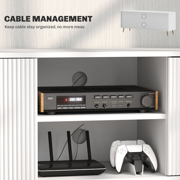 HOMCOM Modern TV Stand Cabinet for TVs up to 55", TV Unit with Shelves and Cabinets, Entertainment Centre for Living Room, White Aosom UK