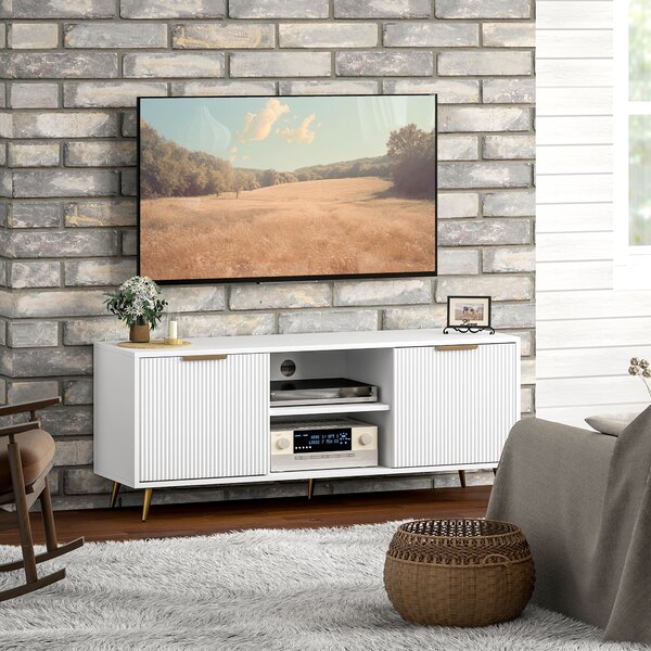 HOMCOM Modern TV Stand Cabinet for TVs up to 55", TV Unit with Shelves and Cabinets, Entertainment Centre for Living Room, White Aosom UK