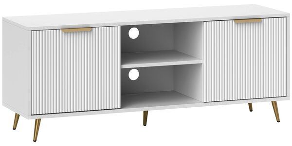 HOMCOM Modern TV Stand Cabinet for TVs up to 55", TV Unit with Shelves and Cabinets, Entertainment Centre for Living Room, White Aosom UK