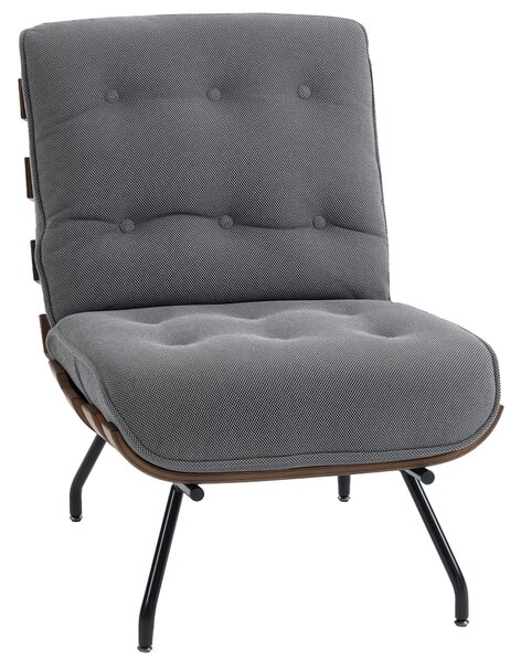 HOMCOM Accent Chair, Linen-look Fabric Reading Chair with Spring Cushion, Slatted Support, Steel Frame, Dark Grey