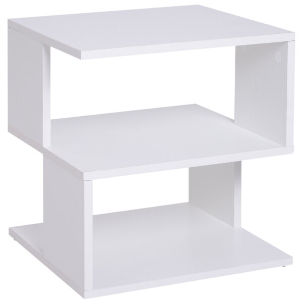 HOMCOM Modern Coffee Table, Square 2-Tier Design with Storage Shelf, for Living Room, White