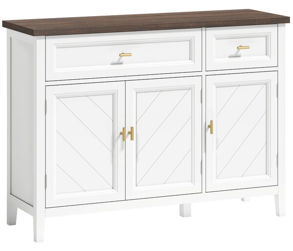 HOMCOM Modern Sideboard with 3 Doors, 2 Drawers and Adjustable Shelves, White