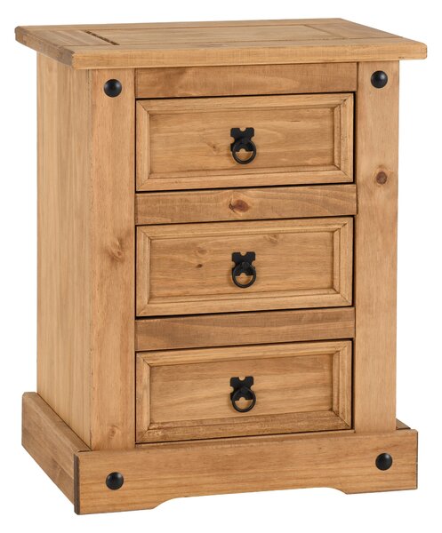 Premiere Corona 3 Drawer Bedside Table, Pine