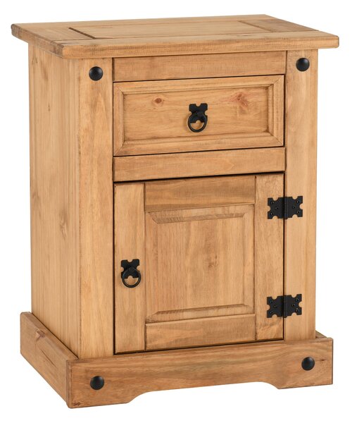 Corona 1 Drawer & 1 Door Bedside Table, Pine