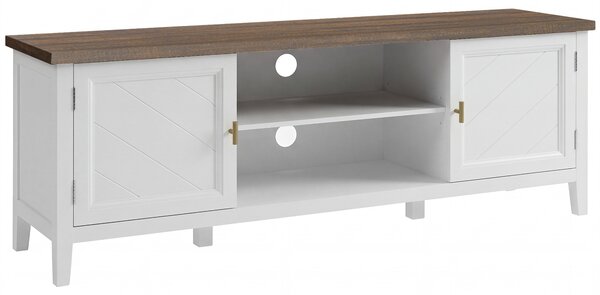 HOMCOM TV Stand for TVs up to 42 Inch, Farmhouse Entertainment Center with 2 Open Shelves, 2 Cabinets and Thick Top