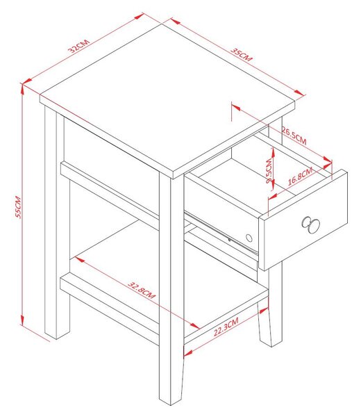 Lynton 1 Drawer Small Bedside Table