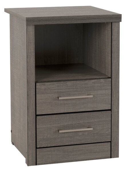 Lennon 2 Drawer & 1 Shelf Bedside Table, Black