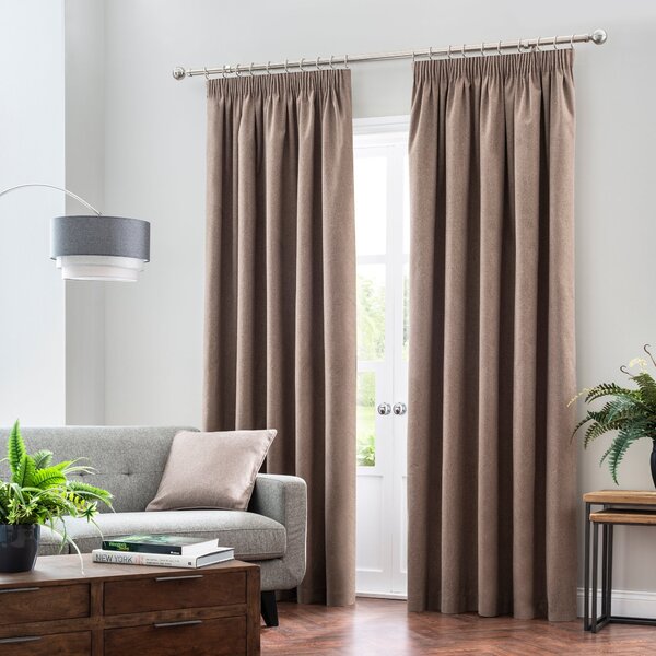 Luna Brushed Blackout Pencil Pleat Curtains