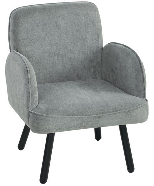 HOMCOM Lounge Chair Velvet Upholstered Armchair with Spring Cushion for Living Room Bedroom Grey