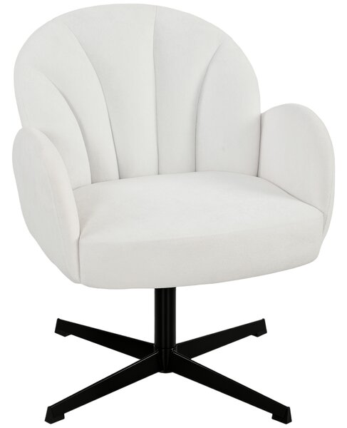 HOMCOM Swivel Accent Chair, Shell-Shaped Armchair with Spring Cushion, Metal Base, Cream White
