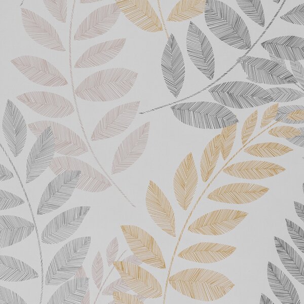 Leah Leaf Ochre Blackout Roller Blind