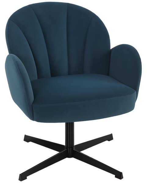 HOMCOM Swivel Accent Chair, Shell-Shaped Armchair with Spring Cushion, Metal Base, Dark Blue