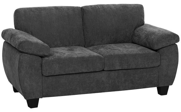 HOMCOM 2 Seater Sofa, 156cm Chenille Loveseat Sofa, Dark Grey