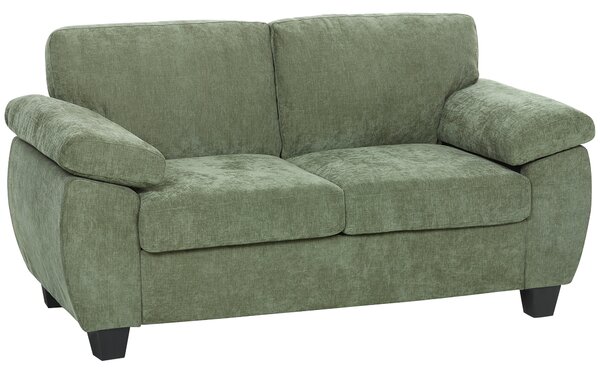 HOMCOM 2 Seater Sofa, 156cm Chenille Loveseat Sofa, Dark Green