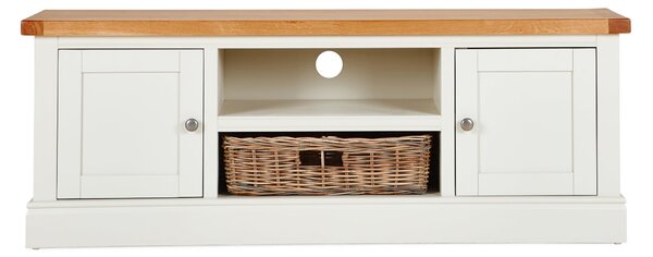 Compton Ivory Wide TV Unit with Baskets for TVs up to 60"