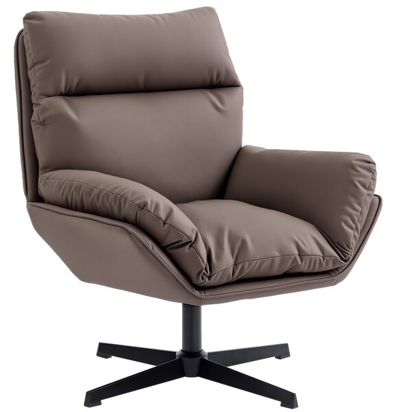 HOMCOM Accent Chair with 360° Swivel Armchair for Living Room with Padded Cushion Dark Brown
