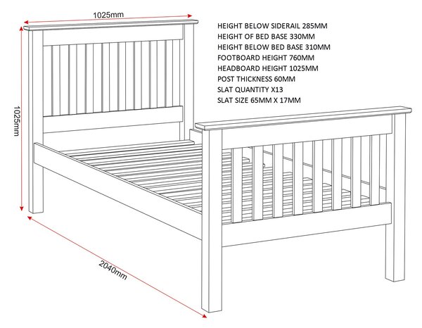 Monaco High Foot End Bed Frame