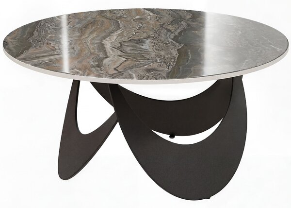 HOMCOM Coffee Table Sintered Stone Top Adjustable Foot Pads Modern centre Table for Living Room Brown and Black