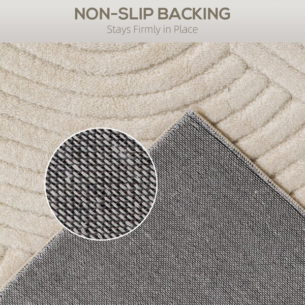 HOMCOM Modern Geometric Rug, Thick & Plush, Non-Slip, 160 x 120 cm – Cream, Living Room/Bedroom/Office