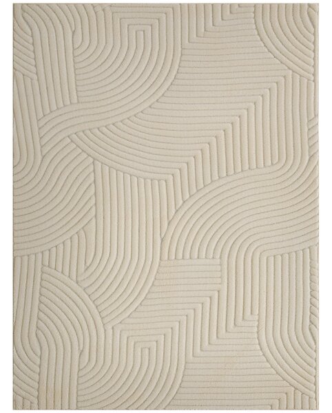 HOMCOM Modern Geometric Rug, Thick & Plush, Non-Slip, 160 x 120 cm – Cream, Living Room/Bedroom/Office