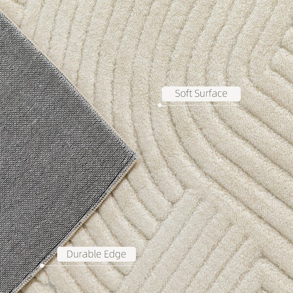 HOMCOM Modern Geometric Rug, Thick & Plush, Non-Slip, 200 x 140 cm – Cream, Living Room/Bedroom/Office