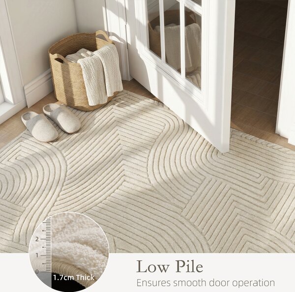 HOMCOM Modern Geometric Rug, Thick & Plush, Non-Slip, 200 x 140 cm – Cream, Living Room/Bedroom/Office
