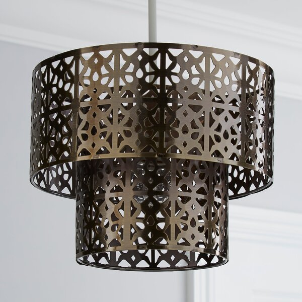 Cut Out 2 Tier Antique Brass Easy Fit Pendant Shade