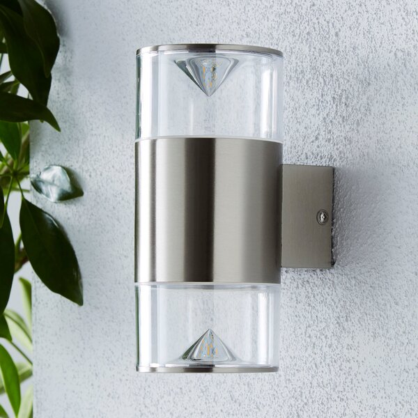 Aden 2 Light Steel Outdoor Wall Light