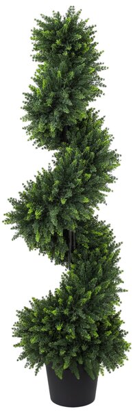 HOMCOM Set of 2 Artificial Spiral Cypress Trees, Fake Plants with 700 Leaves, UV Protection, Deep Green