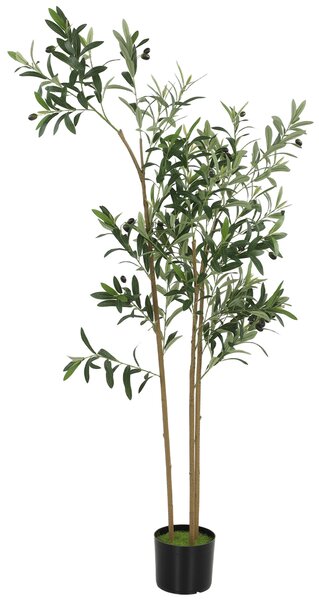 HOMCOM Decorative Artificial Plant, 148 cm Silk Olive Tree with 553 Leaves in Cement Pot, Fake Plant