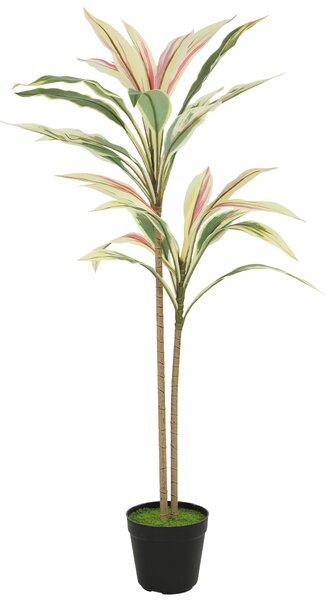 HOMCOM 90 cm Artificial Cordyline Tree in Moss Effect Pot, Realistic PEVA Faux Plant, Yellow