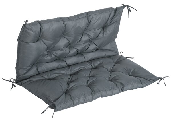 Outsunny Garden Bench Cushion: 2-Seater Padded Chair Pad with Back & Ties, Indoor/Outdoor Use, Dark Grey, 98 x 100cm