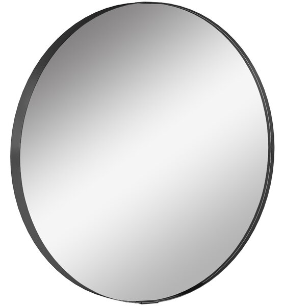HOMCOM Round Wall Mirror 61 cm, Wall Mounted Bathroom Mirror with Tempered Safety Glass and Aluminium Alloy Frame, Black