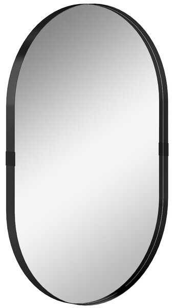 HOMCOM Wall Mirror, Bathroom Mirror with Elevated Aluminium Alloy Frame, 60 x 90 cm, Black
