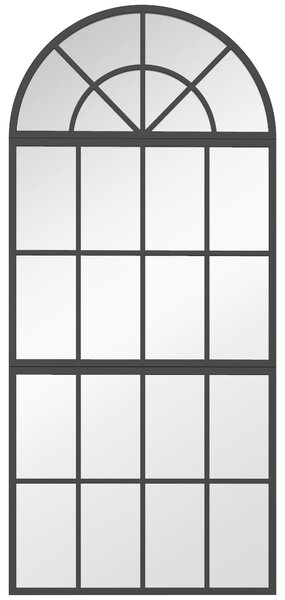HOMCOM Large Arched Wall Mirror with Metal Grid, 3-Piece Split Window Mirrors, 120 x 54 cm, Black