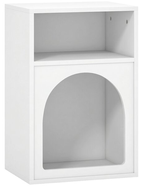 HOMCOM Bedside Table with 2 Open Compartments - White