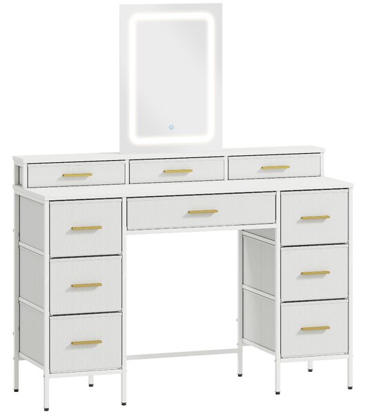 HOMCOM Multi-Storage Elegant Dressing Table, with LED Mirror - White