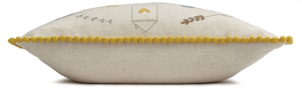 Scandi Happy Place Embroidered Ochre Cushion